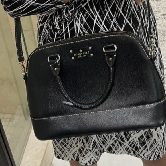 KATE SPADE NEW YORK Wellesley Leather Satchel Purse Crossbody/Black~Orig.$335! - Picture 17 of 17